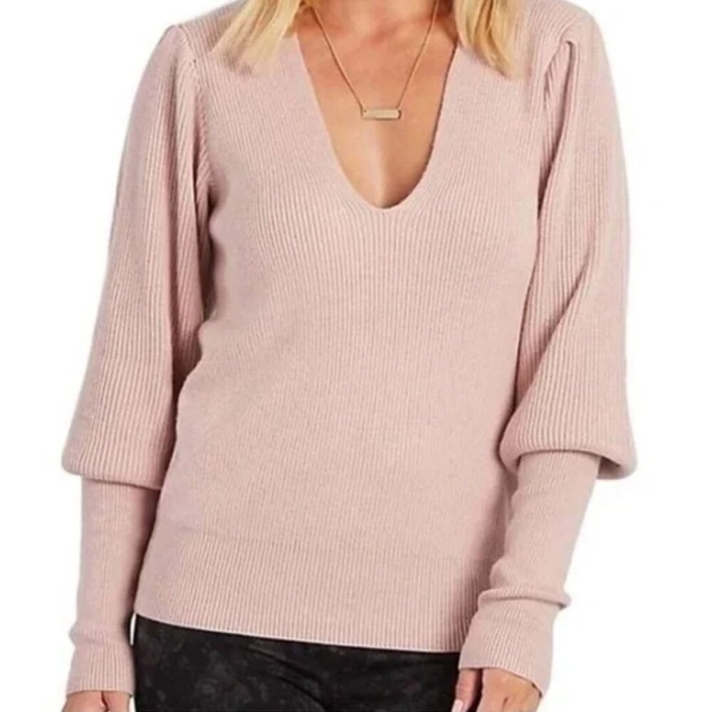 Free People | Oversized Cashmere Blend Ribbed Knit Sweater Rose Gingersnap | XS